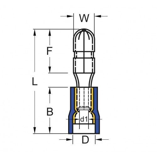 PIN коннектор SAFAK изолированный цилиндрический ''папа''