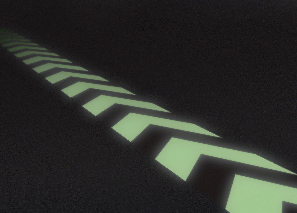 Светящиеся в темноте стрелки(в виде стрелочек), 75 мм * 4,5 м, B-324(полиэстер),1 рулон