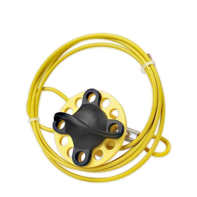 Блокиратор тросовый Точка Безопасности с жёлтым круговым зажимом