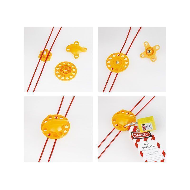 Блокиратор тросовый Точка Безопасности с жёлтым круговым зажимом