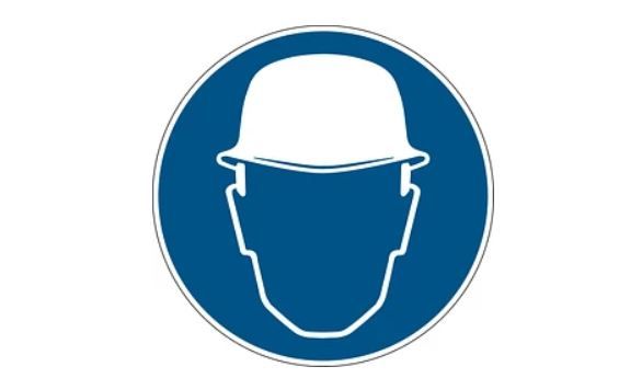 PIC 251 Предписывающий знак безопасности "Работать в защитной каске", 50 мм, 250 шт/рул, B-7541(ламинированный полиэстер)