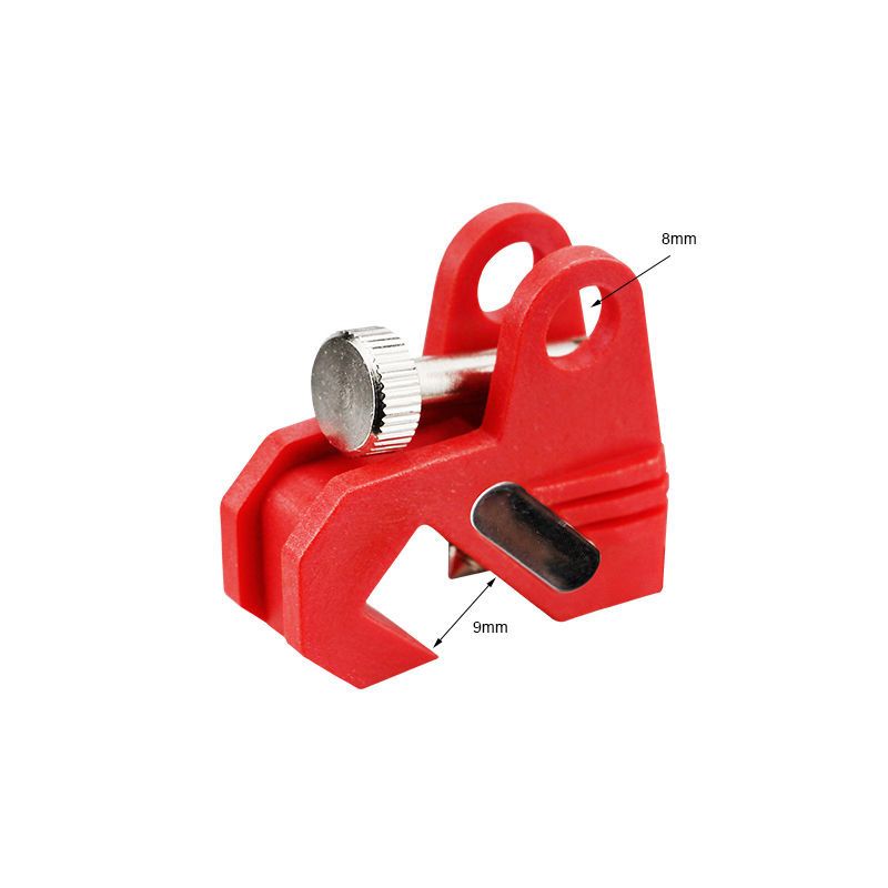 Блокиратор тумблеров автоматических выключателей, нейлон, толщина тумблера – до 9 мм, 41х14х38 мм, цвет – красный, 1 шт/упак