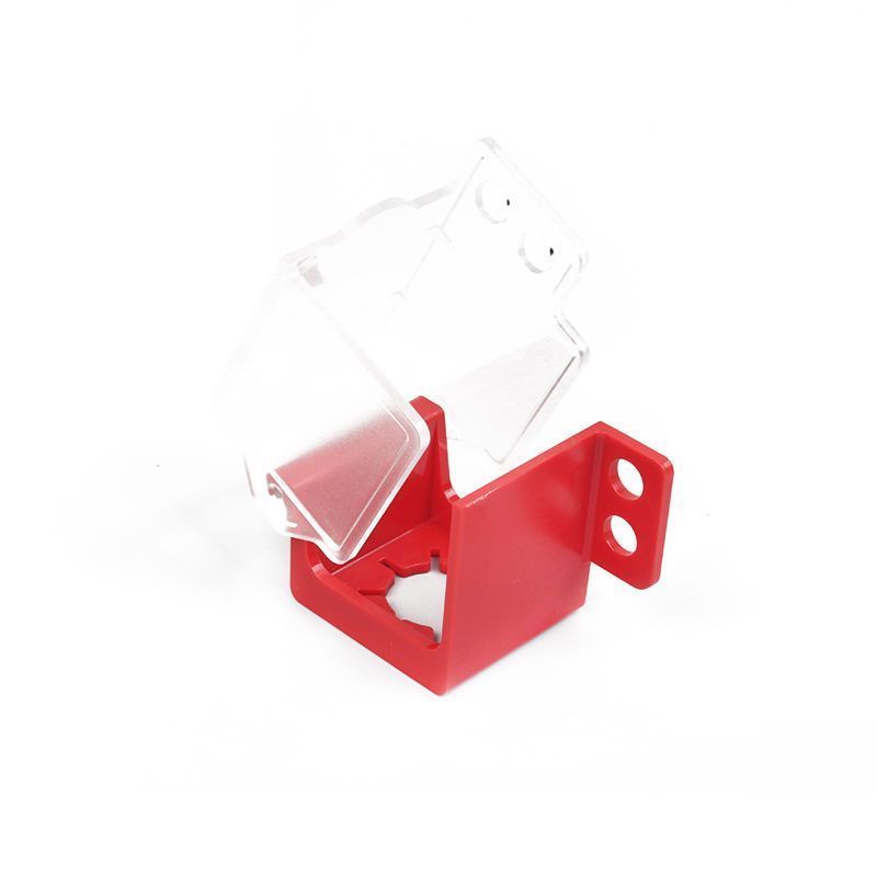 Блокиратор кнопок квадратный стационарный, поликарбонат, диаметр основания кнопки – 22/30 мм, 50х47х50 мм, цвет – красный, прозрачный, 1 шт/упак