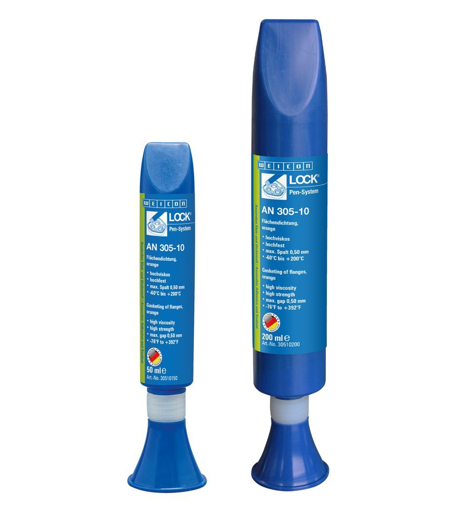 10019937 WEICONLOCK AN 305-10 Уплотнитель фланцев (50 мл) высокая вязкость, высокая сила фиксации, макс. зазор 0,50 мм. Оранжевый.
