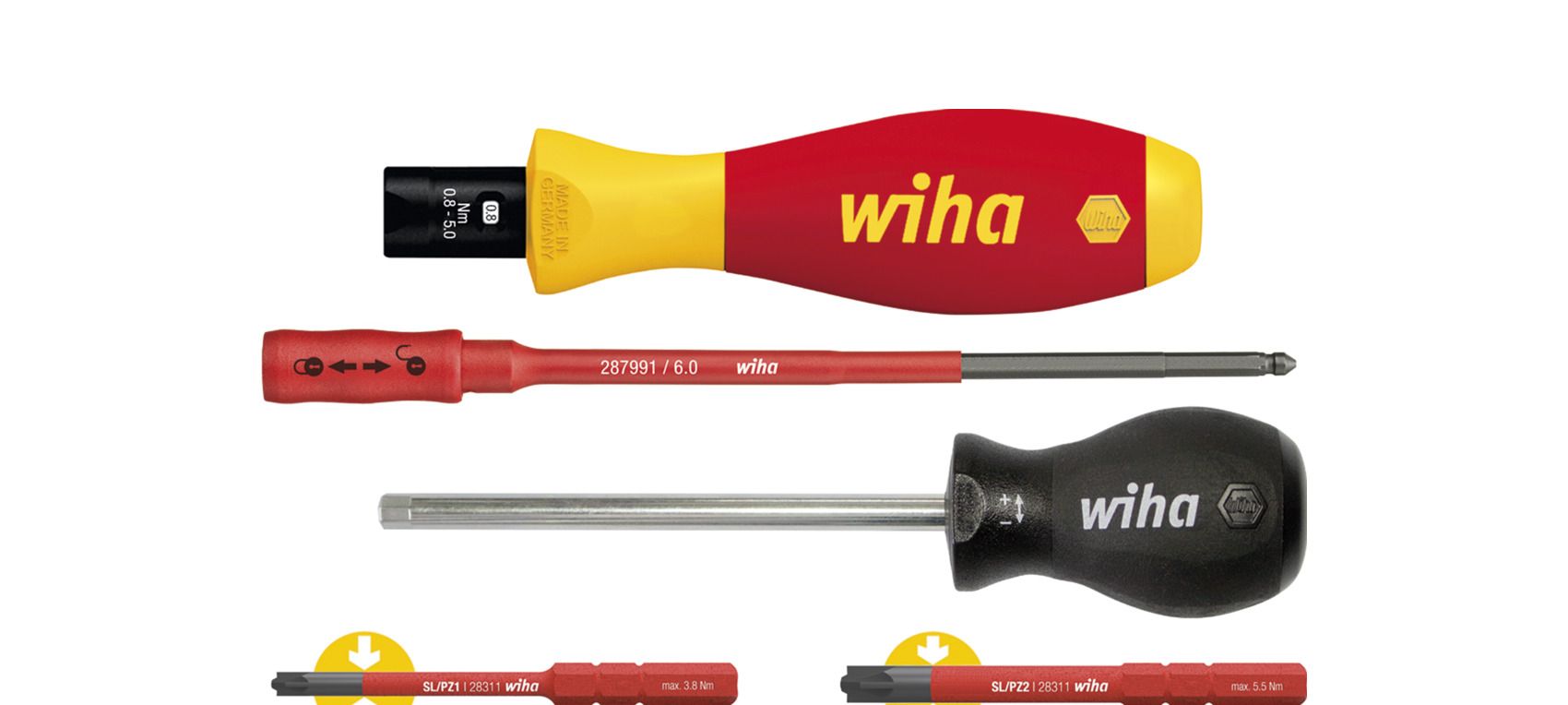 Динамометрическая отвёртка Wiha TorqueVario-S eclectric 0,8-5,0 Н·м (комплект 5 предметов)