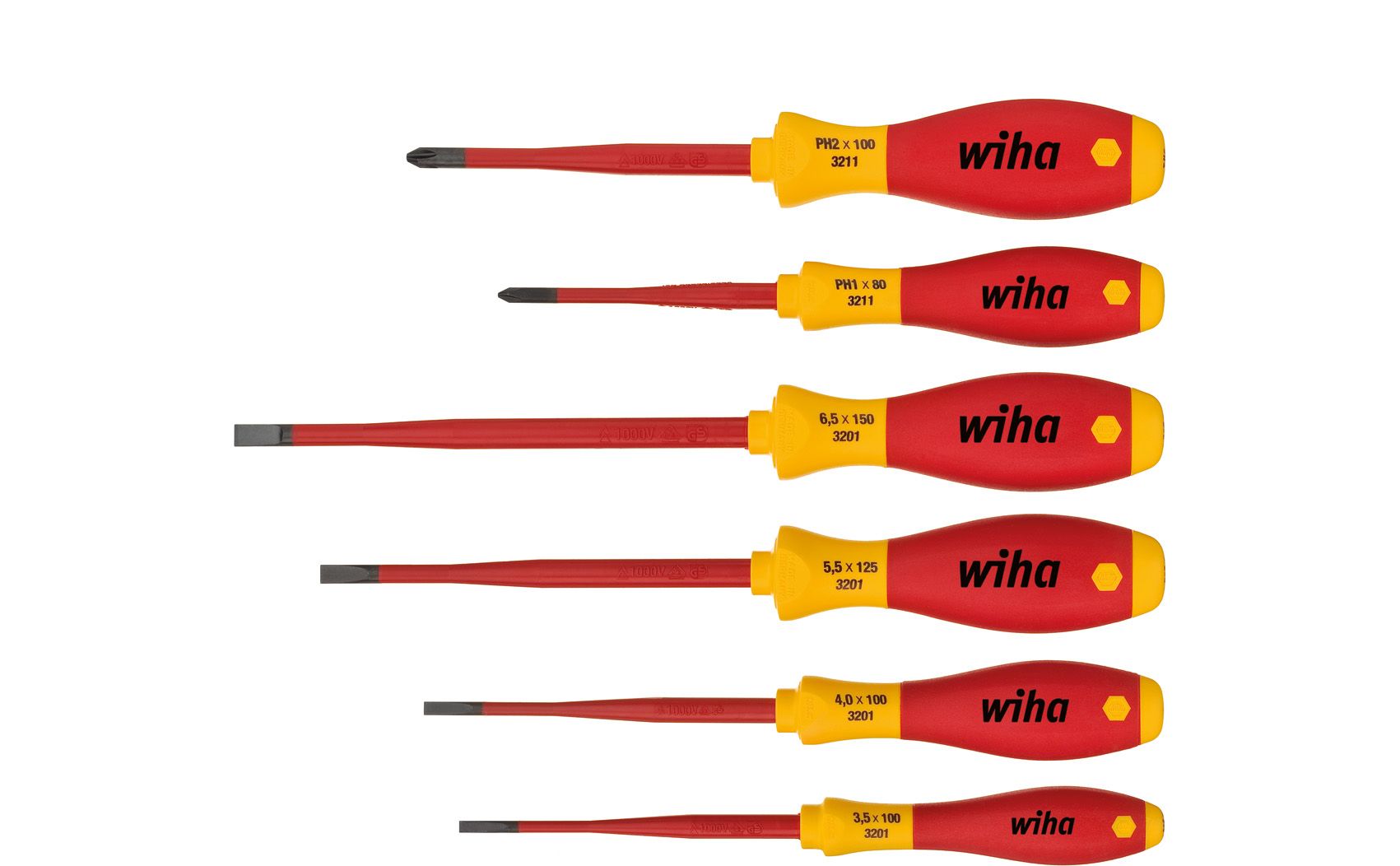 Набор отвёрток Wiha SoftFinish electric slimFix Шлиц, Phillips, 6 пр.