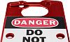 Множители замковые алюминиевые с этикетками «DANGER DO NOT OPERATE», «This energy source has been locked out», 191х76х4 мм, цвет – синий, 5шт/упак