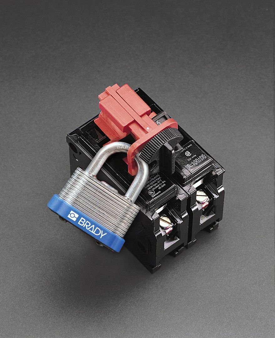 Блокиратор электроавтоматов универсальный, нейлон и сталь, толщина переключателя – 8-16 мм, 62х32 мм, цвет – красный, 1 шт/упак