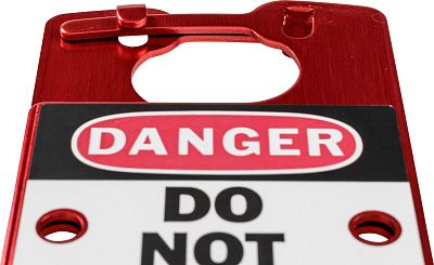 Множители замковые алюминиевые с этикетками «DANGER DO NOT OPERATE», «This energy source has been locked out», 191х76х4 мм, цвет – синий, 5шт/упак
