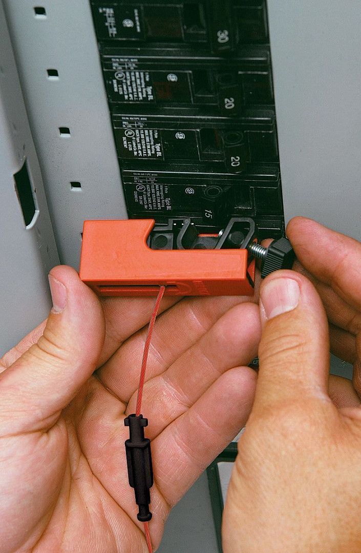 Блокираторы флажковых автоматов компактные Clamp-On, полиуретан и нейлон, длина троса – 0.6 м, 61х19х25 мм, цвет – красный, 6 шт/упак