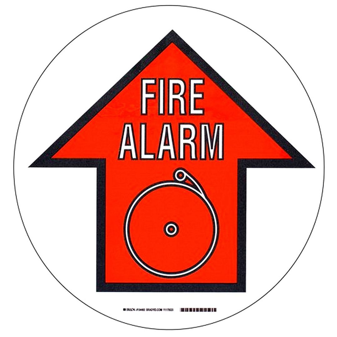 Напольная самоклеющаяся стрелка в рамке "FIRE ALARM"