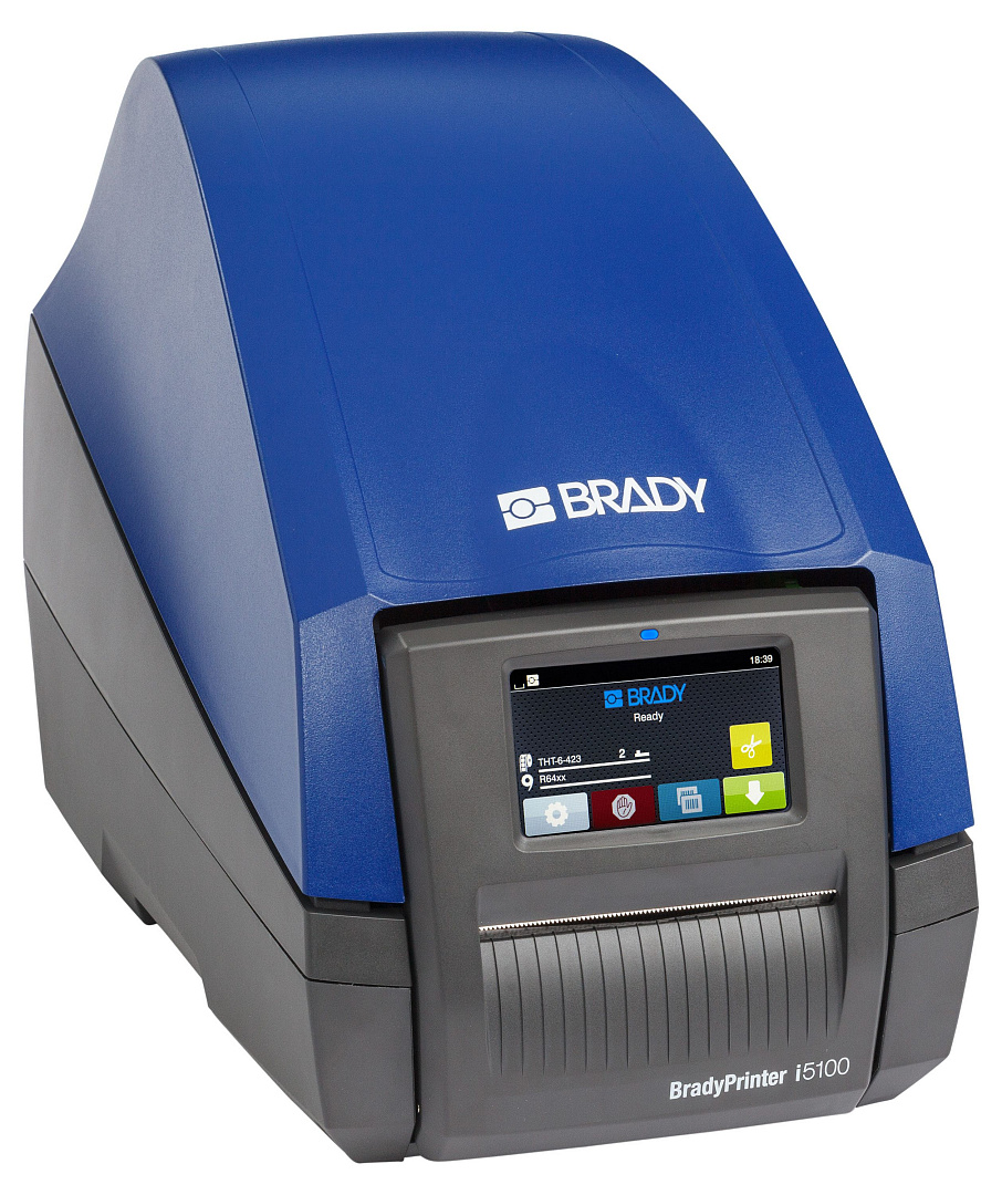 Принтер BRADY i5100-300-UKEU, c базовым ПО BWS. Разрешение 300dpi. В компл.: шнур питания, USB-кабель, компакт-диск с драйвером, руководство пользователя на разных языках, руководство по настройке на англ. языке и печатное руководство пользователя на