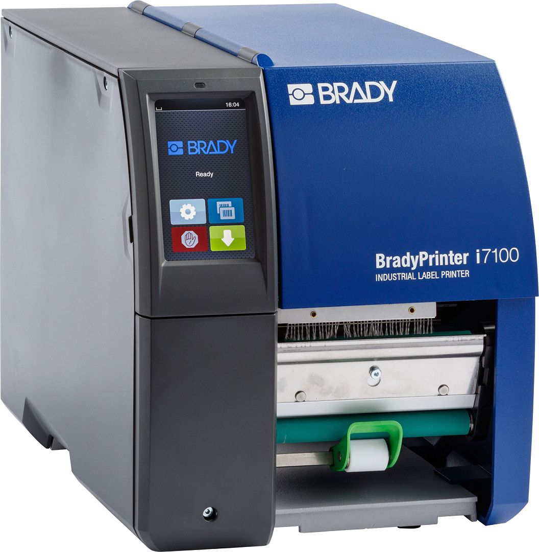 Принтер BRADY i7100-600-P-EU с базовым ПО BWS. Разрешение 600dpi с функцией отделения этикеток. В компл.: шнур питания ЕС, 2 пустые втулки диам. 25,4мм, USB-кабель, компакт-диск с драйвером, руководство пользователя на разных языках, руководство по н