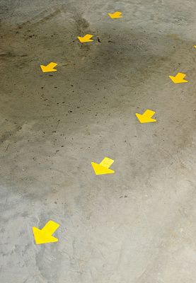 Стрелки на прозрачной ленте, размер 50,8 мм Х 127 мм, полиэстер B-514, цвет-жёлтый, 52 стрелки с промежутком 431,80 мм, рул.