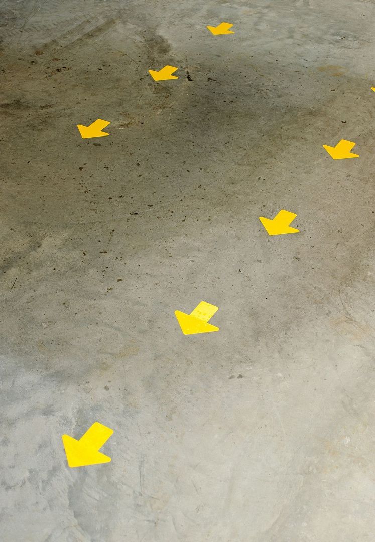 Стрелки на прозрачной ленте, размер 50,8 мм Х 127 мм, полиэстер B-514, цвет-жёлтый, 52 стрелки с промежутком 431,80 мм, рул.