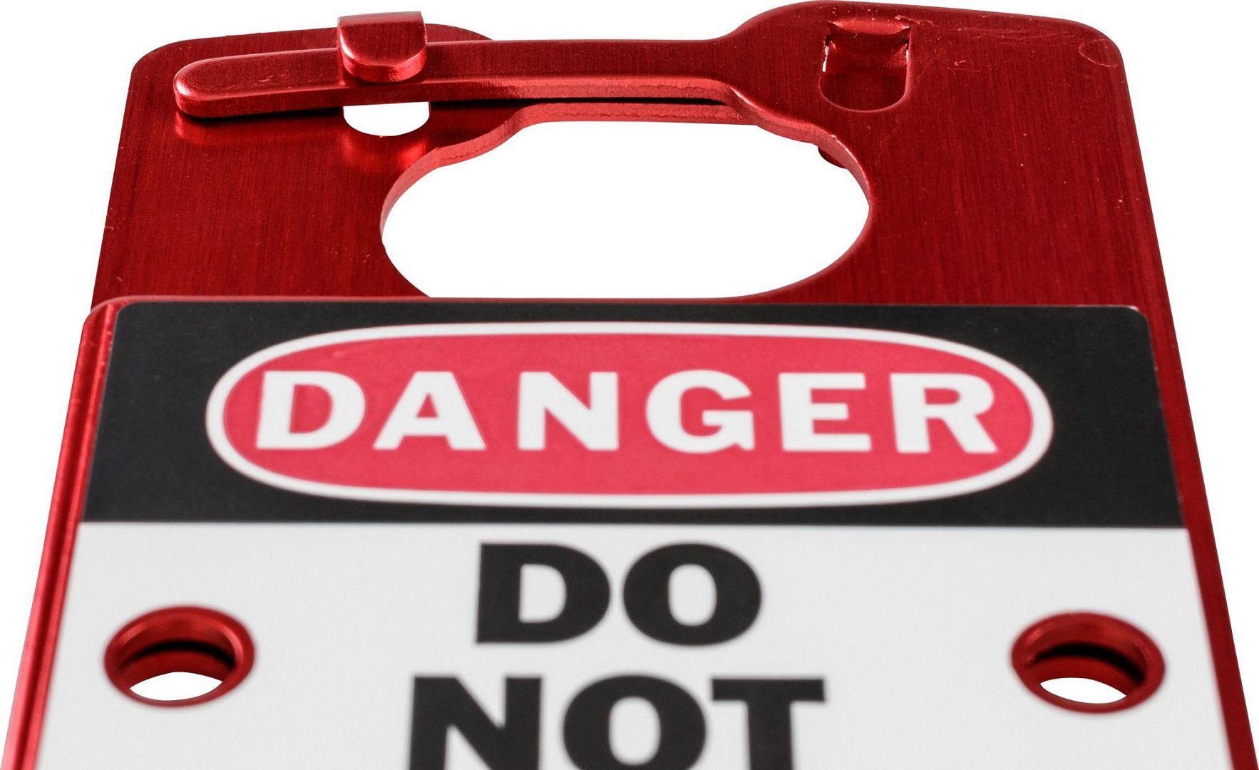 Множители замковые алюминиевые с этикетками «DANGER DO NOT OPERATE», «This energy source has been locked out», 191х76х4 мм, цвет – красный, 5шт/упак