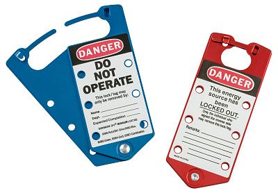Множители замковые алюминиевые с этикетками «DANGER DO NOT OPERATE», «This energy source has been locked out», 191х76х4 мм, цвет – синий, 5шт/упак