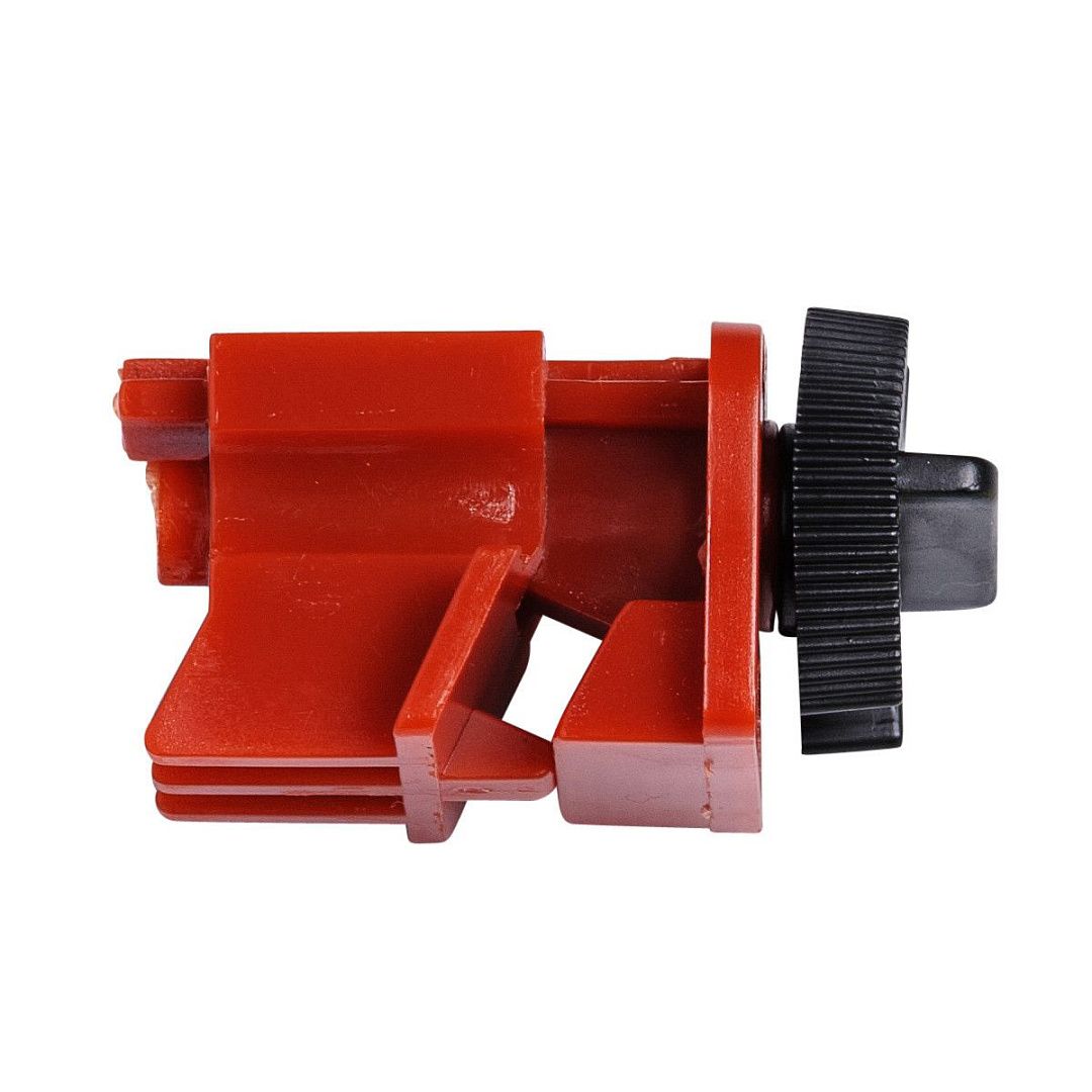 Блокиратор электроавтоматов универсальный, нейлон и сталь, толщина переключателя – 8-16 мм, 62х32 мм, цвет – красный, 1 шт/упак