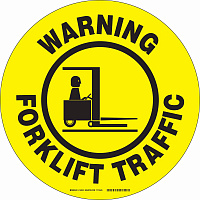 Напольная самоклеющаяся табличка с надписью "Warning Forklift Traffic"