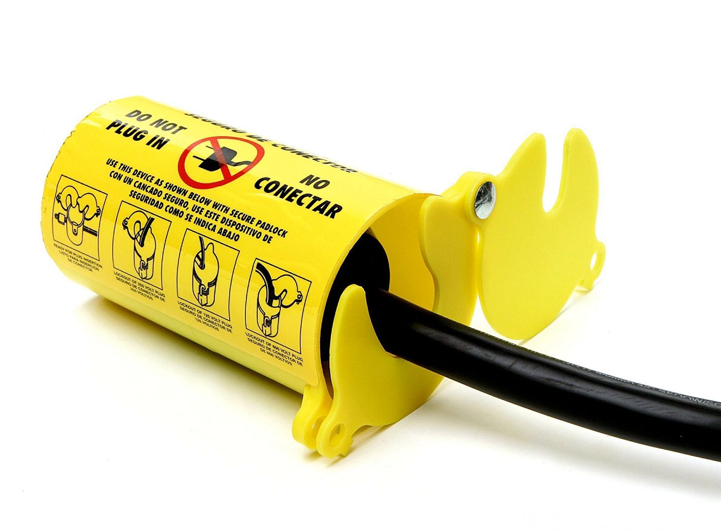 Блокиратор штепсельных разъемов универсальный, полипропилен, 159х88 мм, цвет – желтый, 1 шт/упак