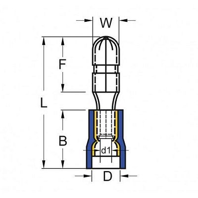 PIN коннектор SAFAK изолированный цилиндрический ''папа''
