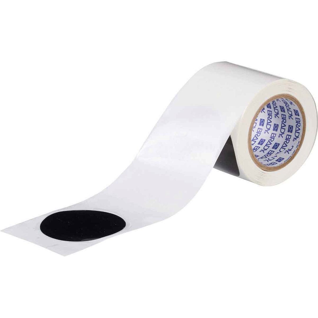 Метки на прозрачной ленте, диаметр 89 мм, ширина ленты 100мм, полиэстер В-514, цвет- черный, 80 меток с промежутком 431,80 мм, рул.