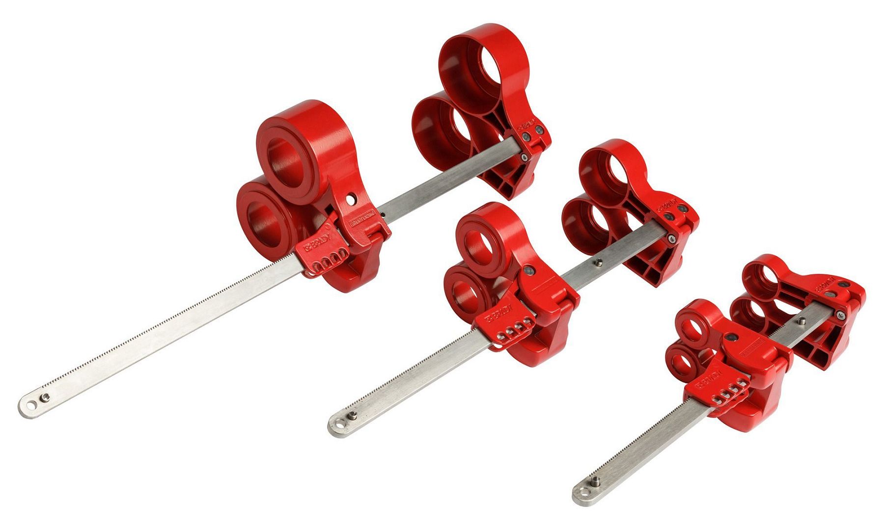 Блокиратор фланцевых соединений средний, алюминиевый сплав и сталь, диаметр трубы – 76.2-355.6 мм, диаметр гайки – 23-32 мм, 447х127х114 мм, цвет – красный, 1 шт/упак