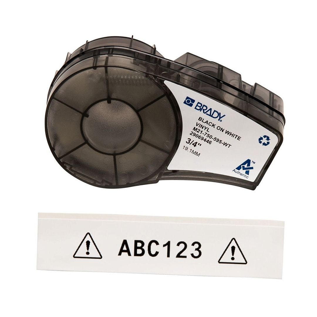 M21-750-595-WT лента 19.05 мм/6.4 м, винил, черный на белом (BMP21/M210/211)