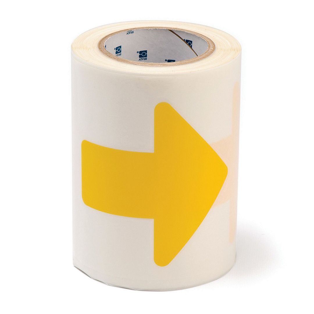 Стрелки на прозрачной ленте, размер 50,8 мм Х 127 мм, полиэстер B-514, цвет-жёлтый, 52 стрелки с промежутком 431,80 мм, рул.