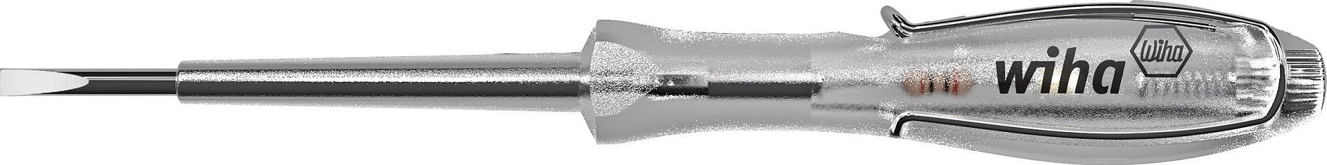 Пробник напряжения Wiha 110-250 Вольт SoftFinish прозрачный с зажимом