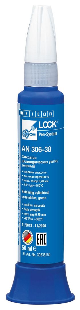 10017888 WEICONLOCK AN 306-38 Фиксатор цилиндрических узлов (50 мл) средняя вязкость, высокая сила фиксации,