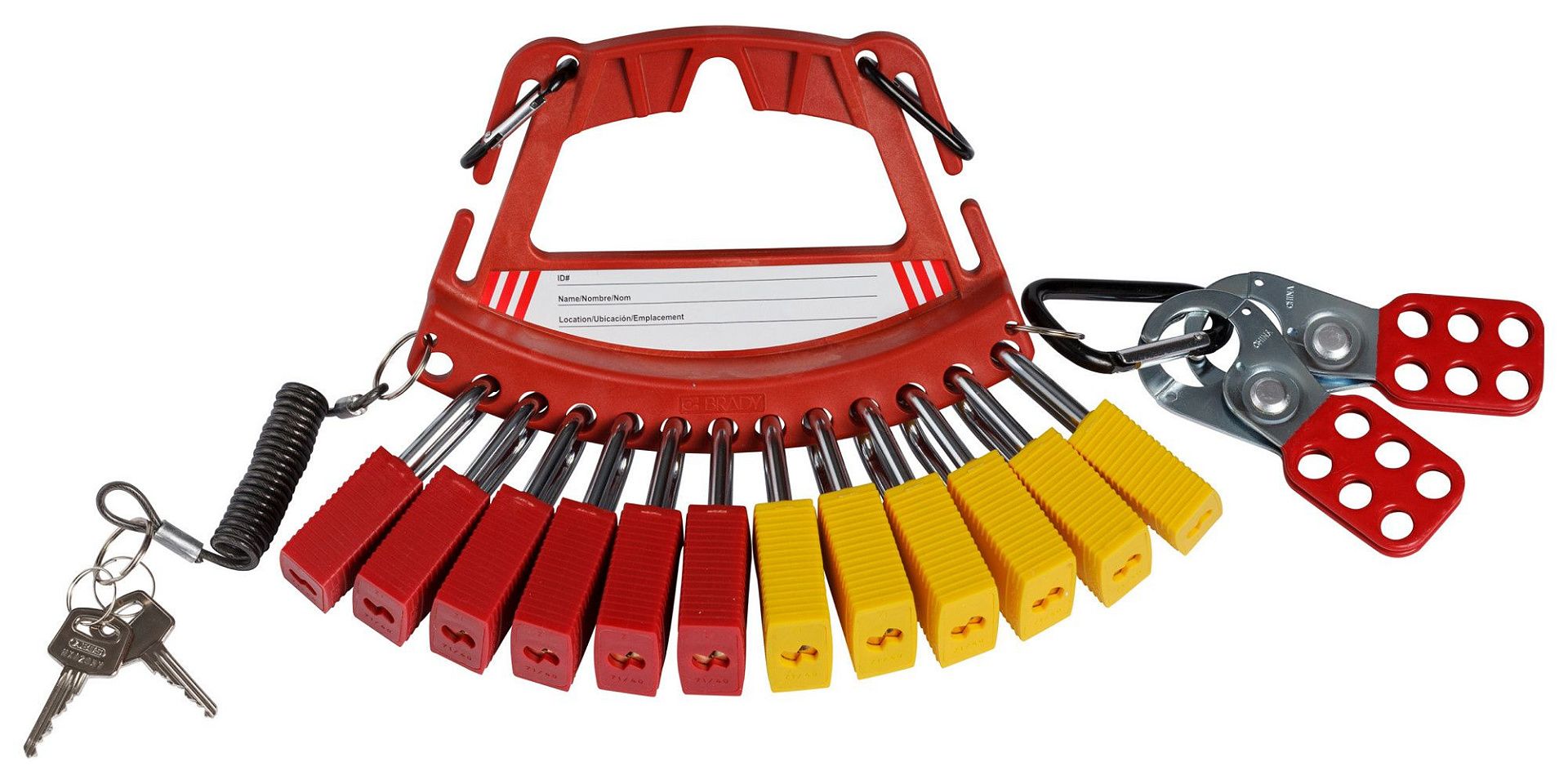 Держатель для замков и бирок поясной, нейлон, алюминий, сталь, количество отверстий для замков – 12, 132х194х27 мм, цвет – зеленый, 1 шт/упак