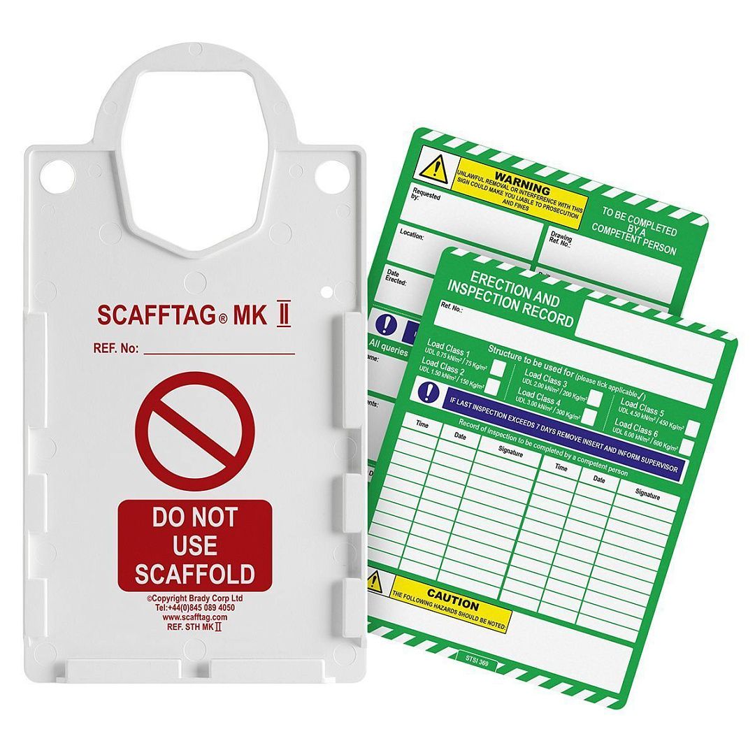 Комплект Scafftag MK2 на русском языке: пластиковый держатель, 10 шт.; бирка 20 шт.; перманентный маркер 1 шт.