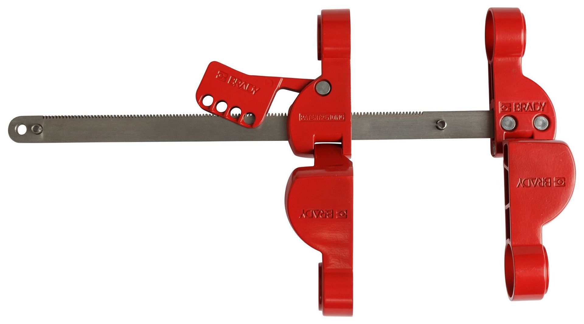 Блокиратор фланцевых соединений средний, алюминиевый сплав и сталь, диаметр трубы – 76.2-355.6 мм, диаметр гайки – 23-32 мм, 447х127х114 мм, цвет – красный, 1 шт/упак