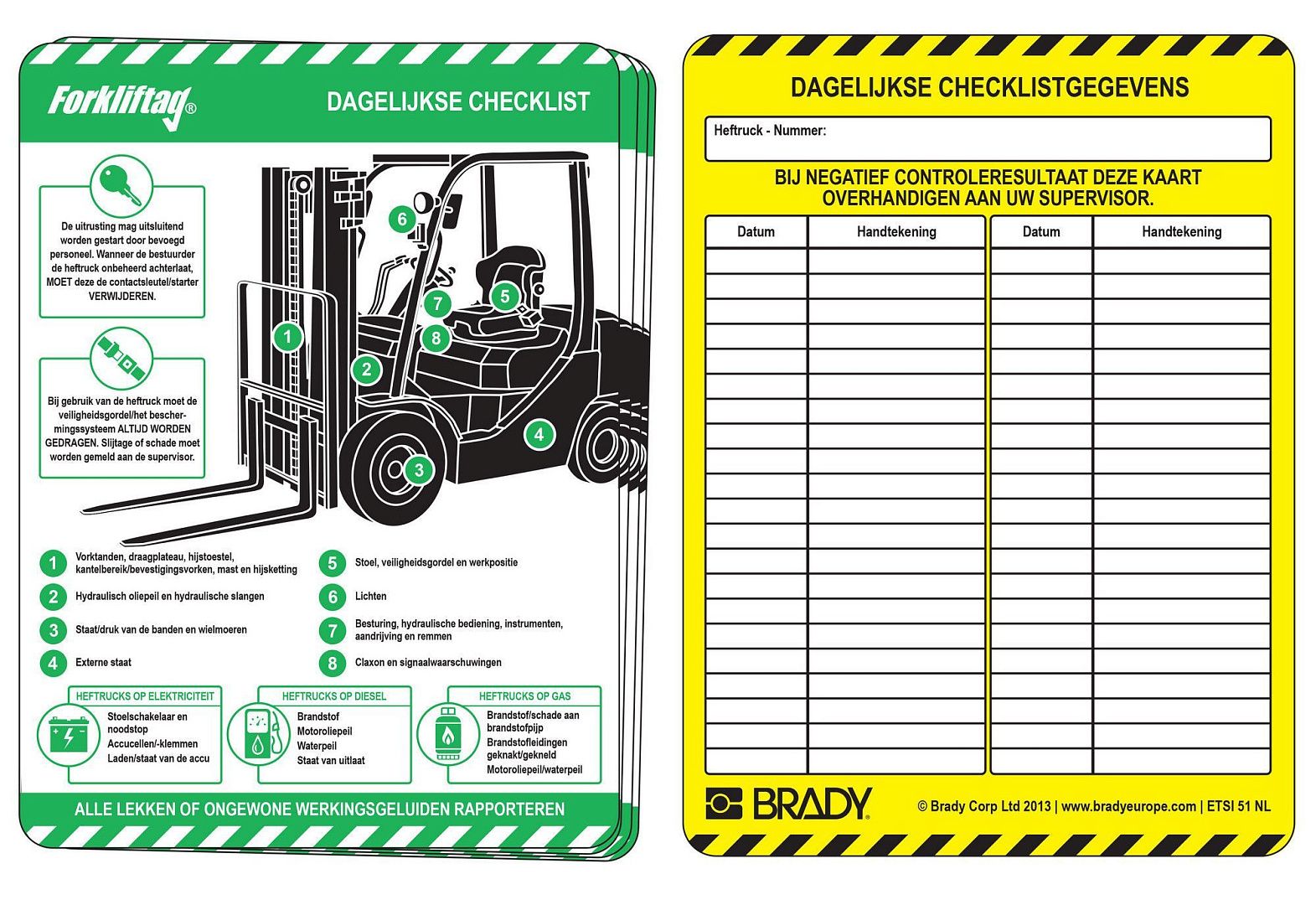Комплект Brady Forkliftag