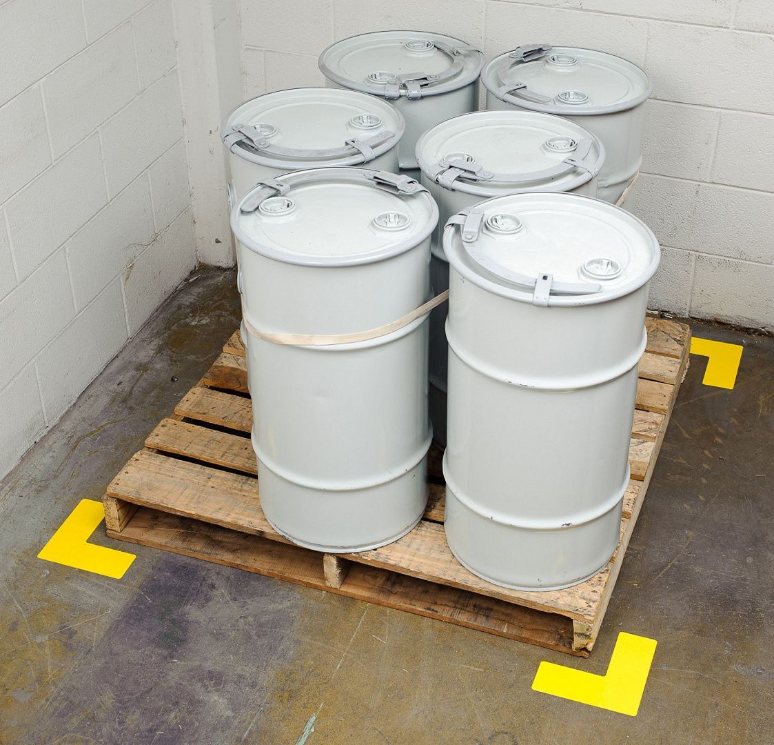 Обозначение угла, форма L, материал-полиэстер В-514, цвет- жёлтый, размер 127мм х 127мм, 20 шт/упак.