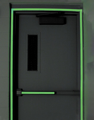 Лента предупреждающая фотолюминисцентная белая, ширина 25 мм Х длина 9м, класс А, полиэстер В-324