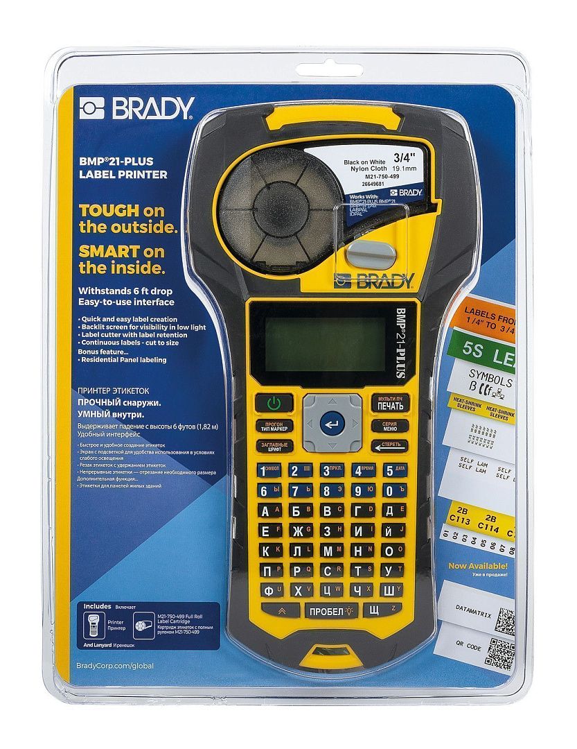 BMP21-Lab (Eng) Портативный ленточный принтер-маркиратор. Упаковка блистер. В комплекте картридж M21-750-7425 белый полипропилен 6.4 м х 19.05 мм