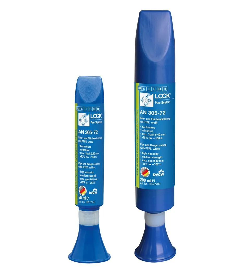 10019943 WEICONLOCK AN 305-72 Герметизация резьбовых соединений труб и фитинга (50 мл) средняя прочность, высокая вязкость. Сертифицирован для питьевой воды, DWGW TZW. Белый.